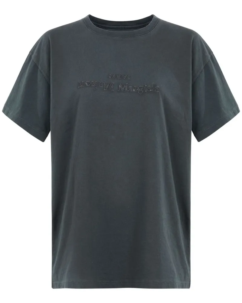 Maison Margiela Logo Baumwoll -T -Shirt Black