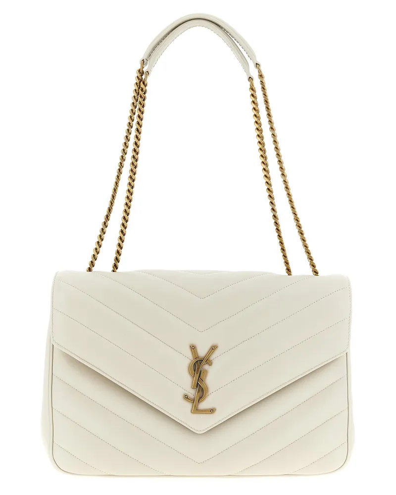 Saint Laurent Loulou' große Umhängetasche Beige