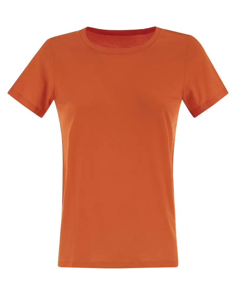Majestic Crew Hals kurzärmeligte Baumwoll -T -Shirt Orange