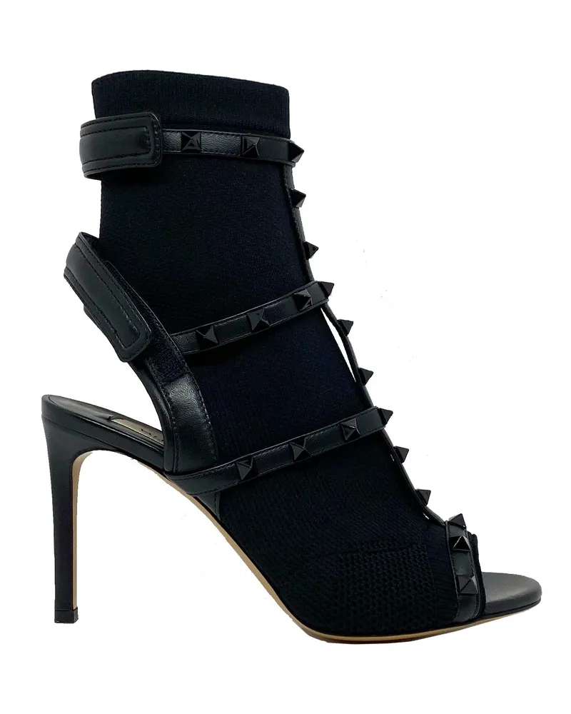 Valentino Garavani Valentino Rockstud -Socken -Ferse Sandalen Schwarz
