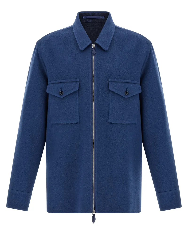 Berluti Overshirt aus doppeltem Stoff Blue