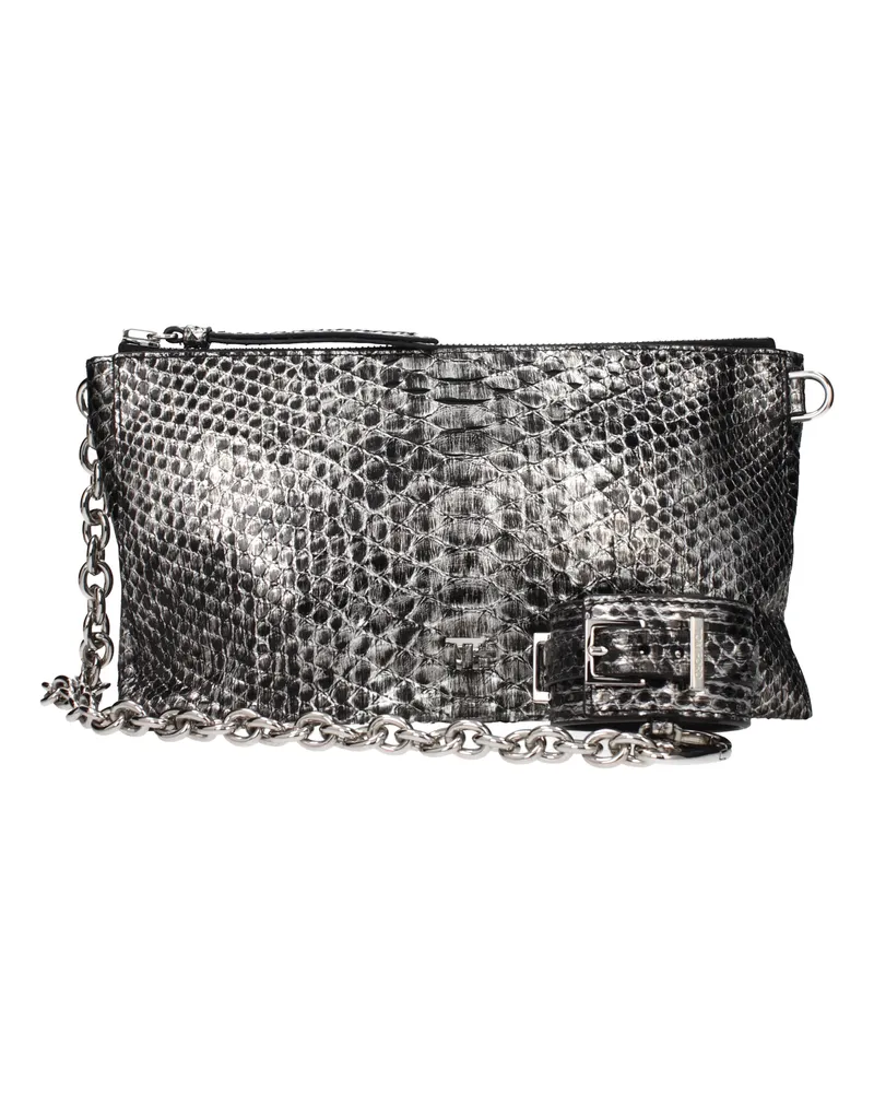 Tom Ford Damens Handtaschen Pythonleder Silber/Schwarz -