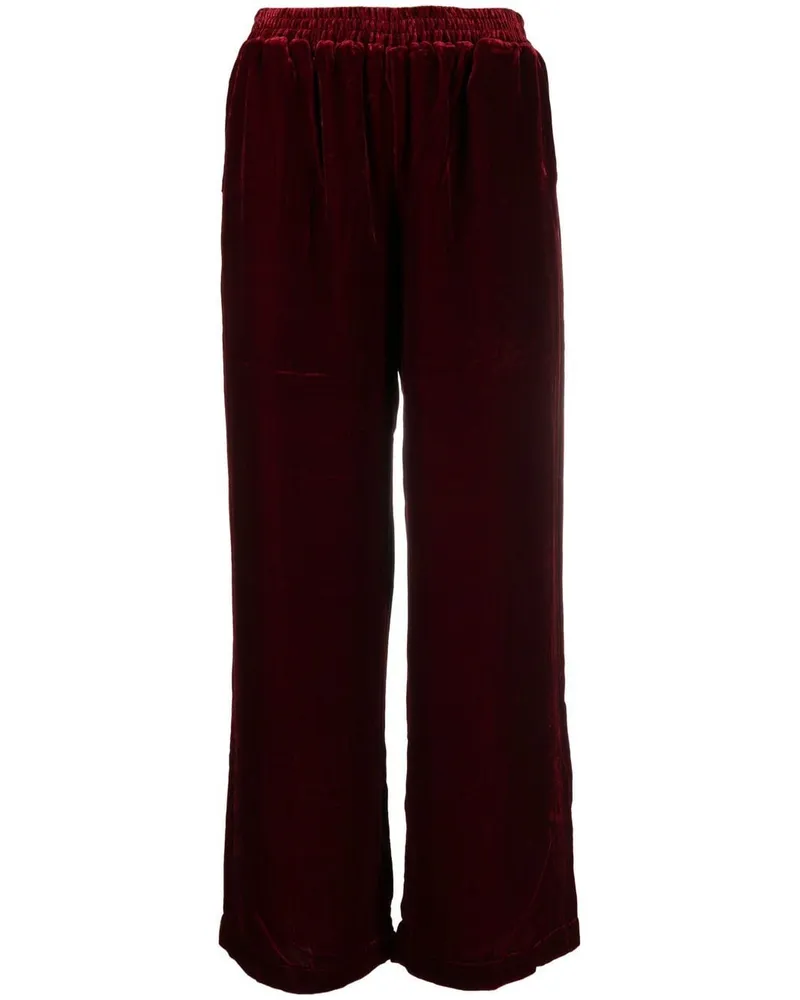 Gold Hawk Clothing Velvet Wide Bein Hosen Red