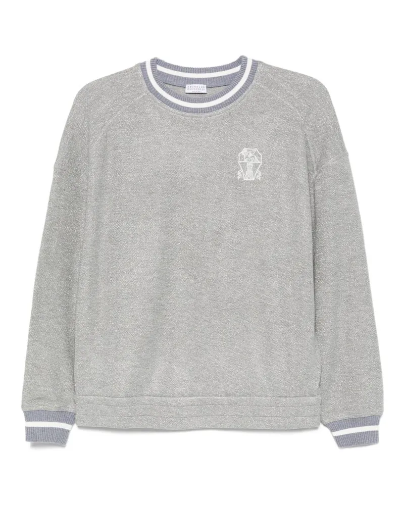 Brunello Cucinelli Logo Baumwoll -Sweatshirt Grey