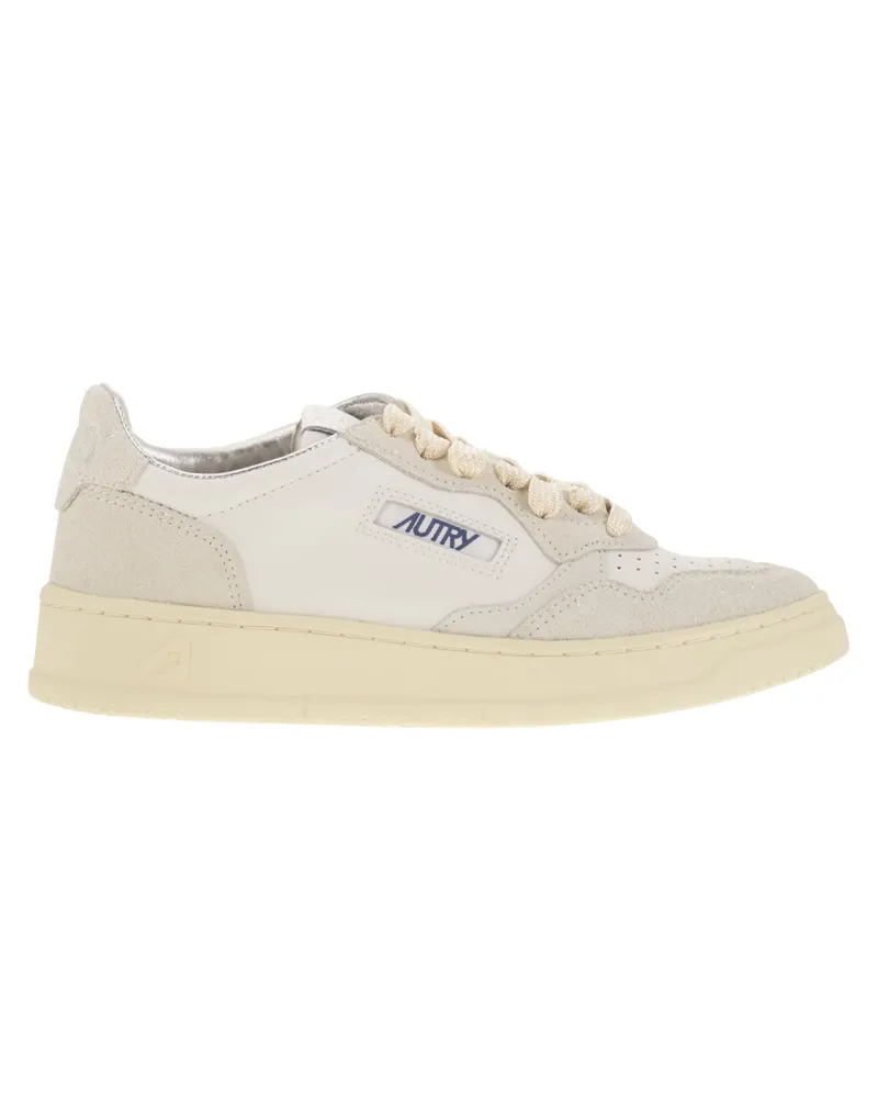 AUTRY Medaillengewinner Low -Turnschuhe mit zwei Tonen Glitzer White