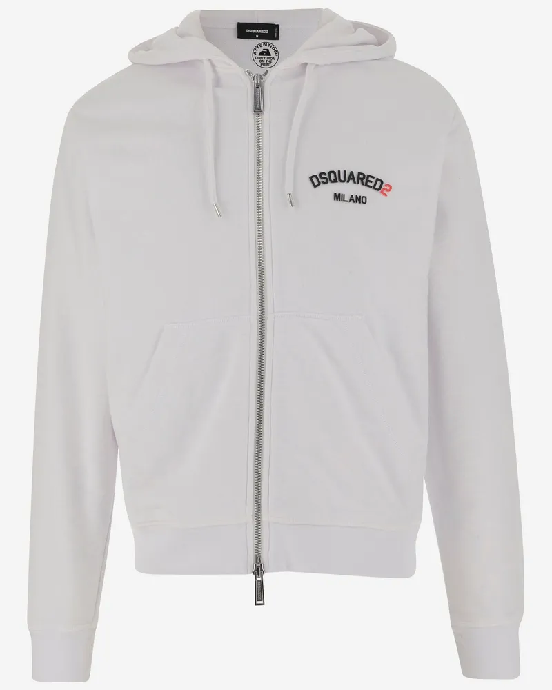Dsquared2 Cotton Hoodie mit Logo White