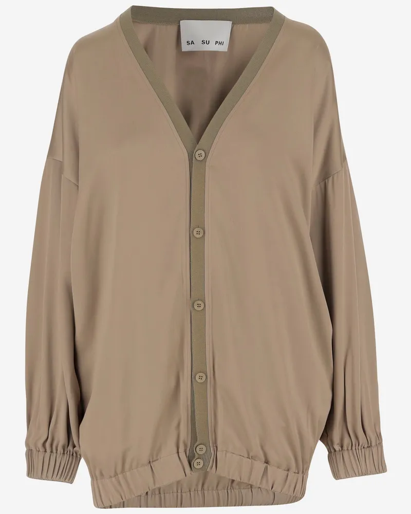 Sa Su Phi Seiden- und Viskose -Strickjacke Beige