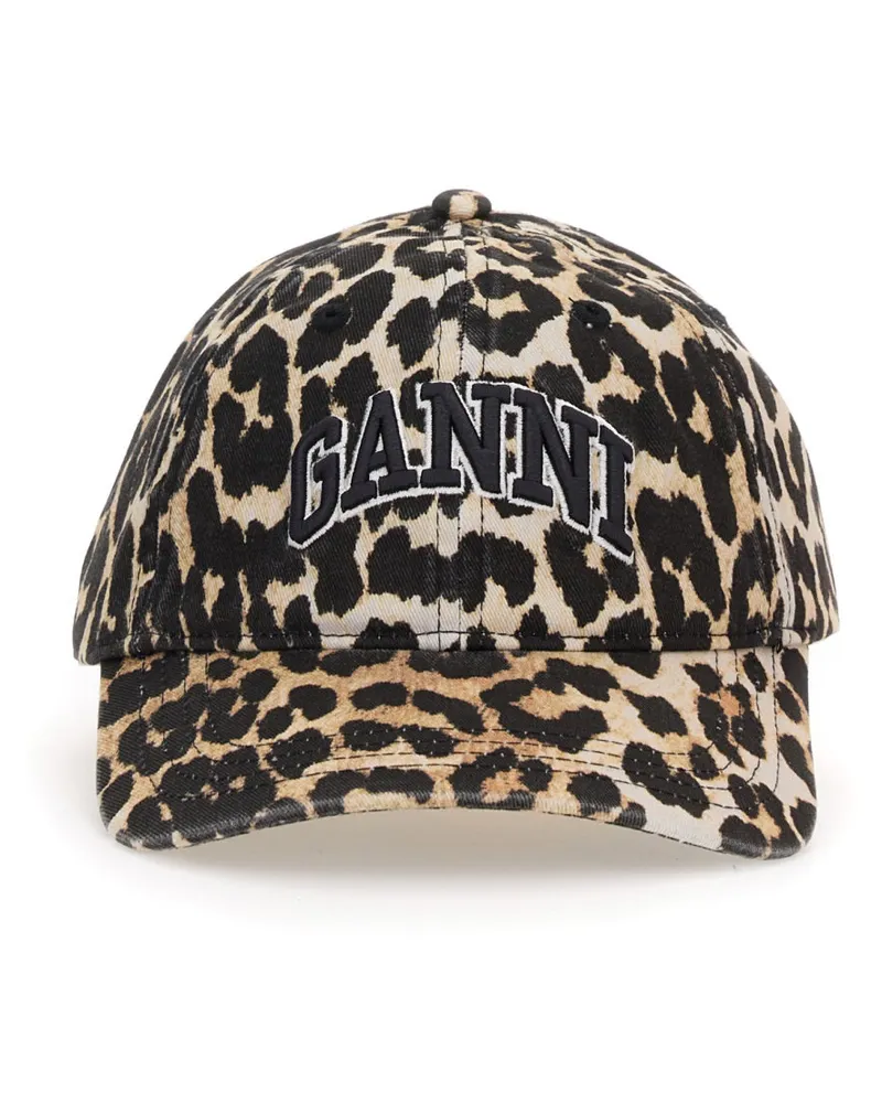 Ganni Baseballhut mit Logo Animalier