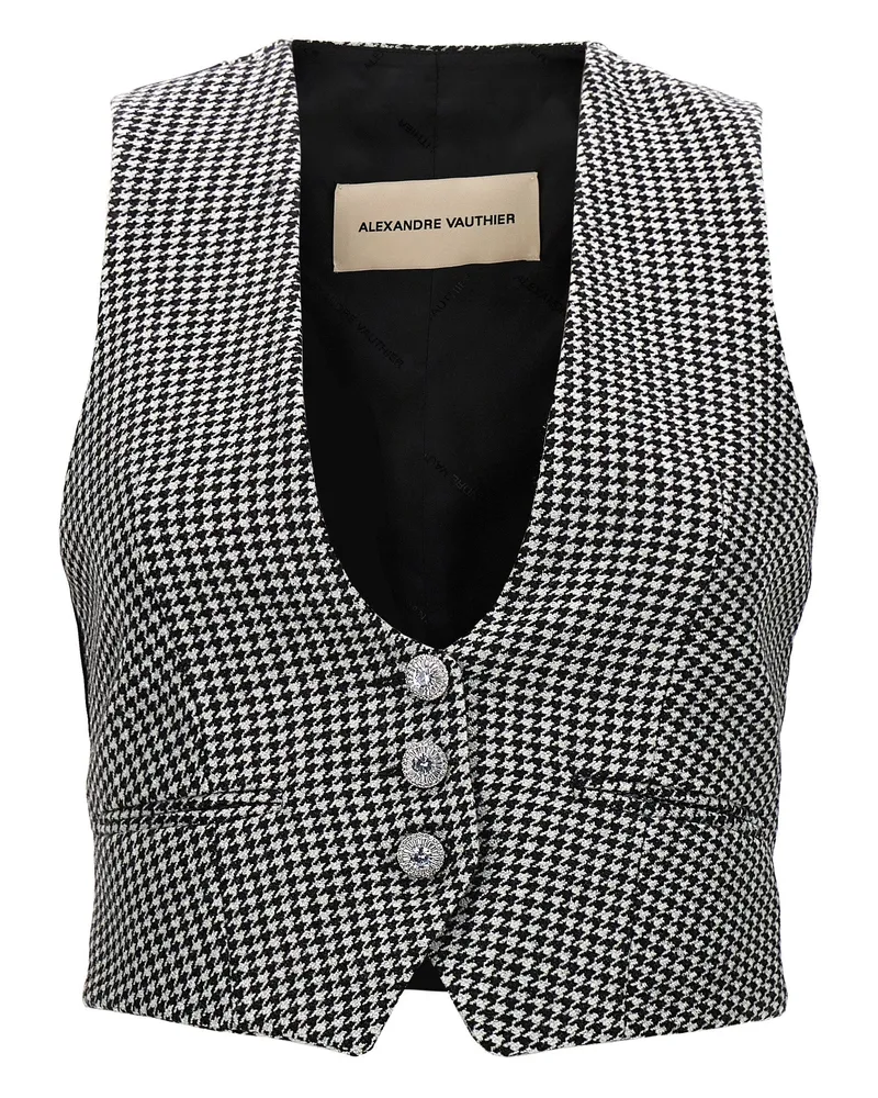 Alexandre Vauthier Houndstooth Weste Coat Weiß