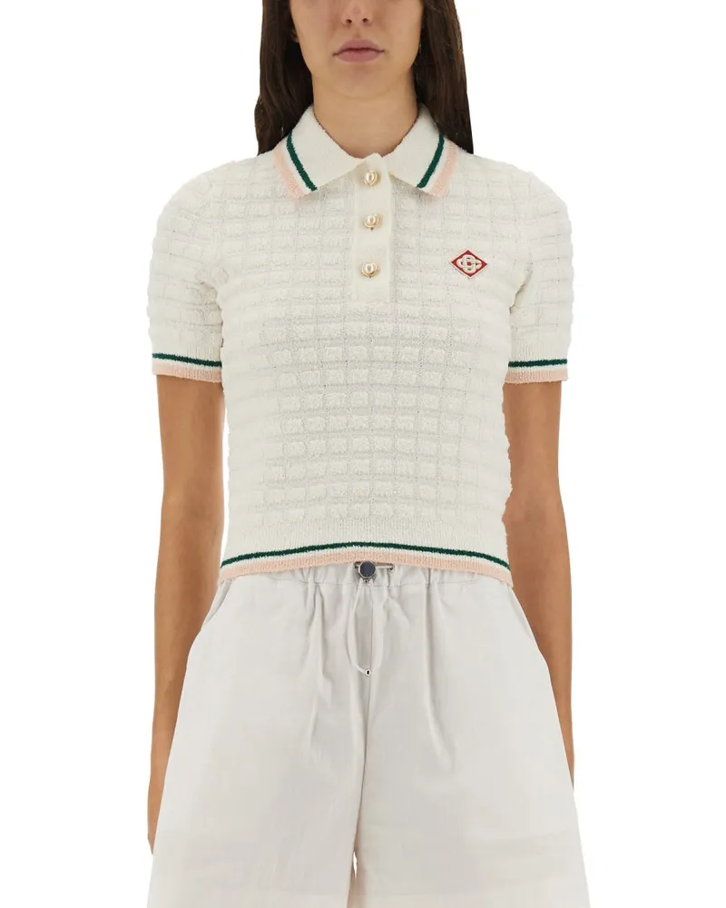 Casablanca Paris Cotton Bouclé Polo -Hemd White