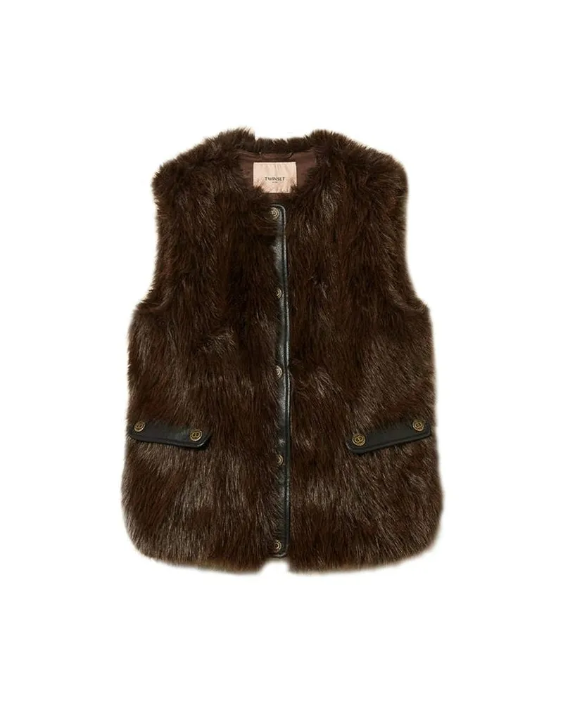 Twin-Set Öko-Pelzweste Brown