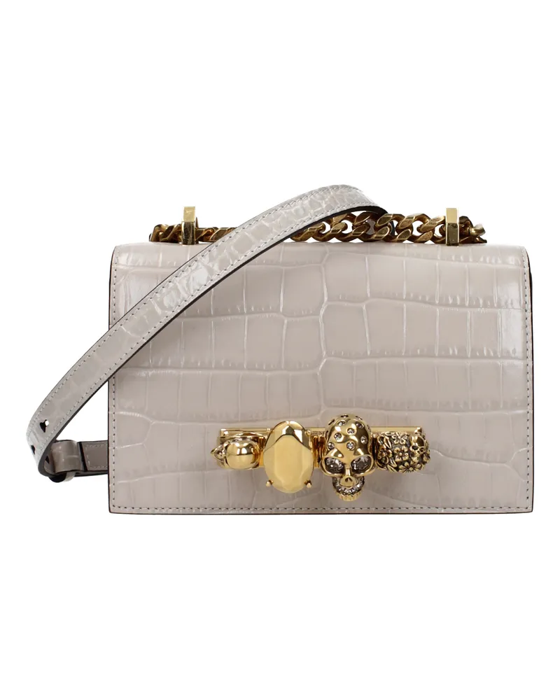 Alexander McQueen Alexander Mc Queen Damens Umhängetasche aus grauem/hellgrauem Leder -