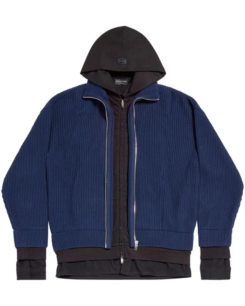 Balenciaga Einheit Sport Ikone Layered Hoodie Blue
