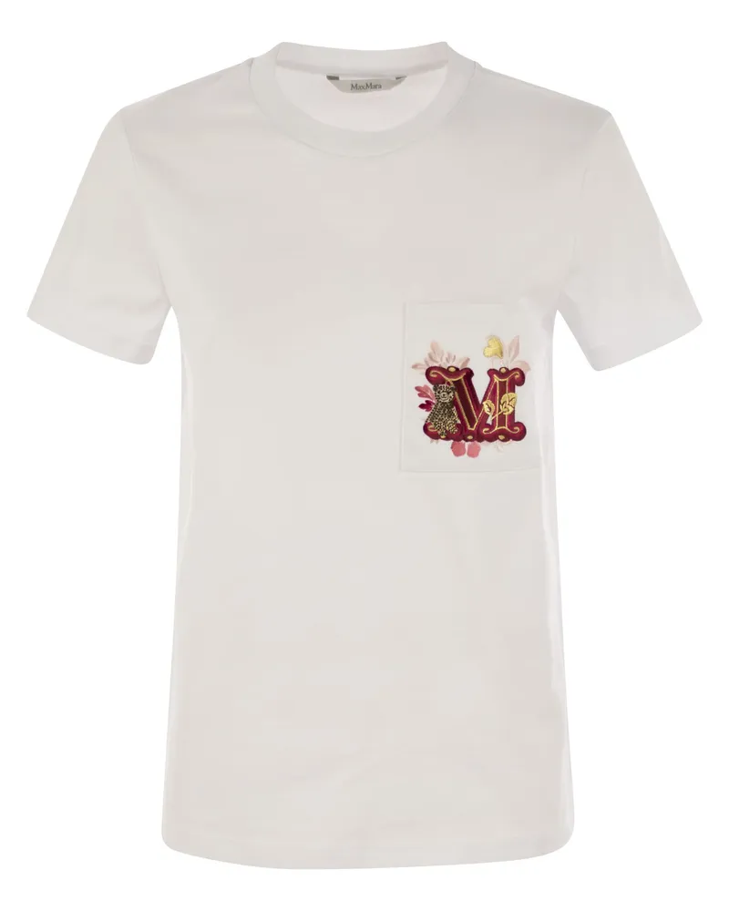 Max Mara Nunzio kurzärmeliges T -Shirt mit Tasche und Stickerei White