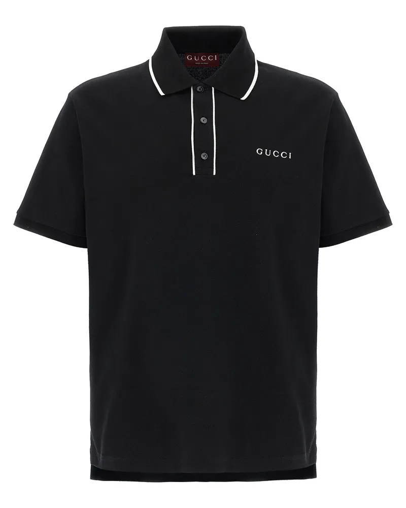 Gucci Poloshirt mit Logo-Stickerei Black