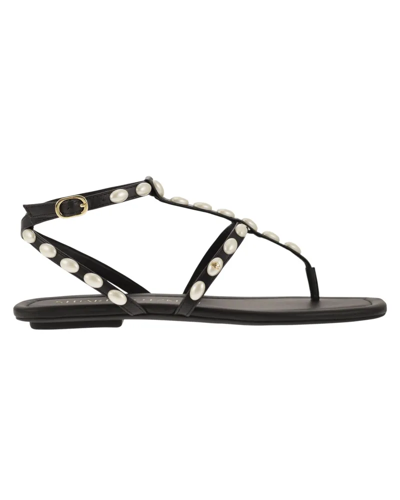 Stuart Weitzman Pearlita Tanga mit Perlen Black