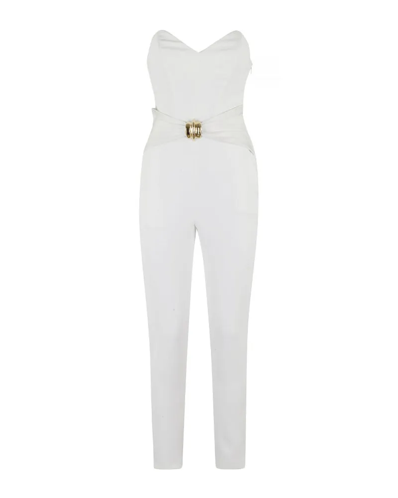 Elisabetta Franchi Jumpsuit mit Makrobogen Ivory