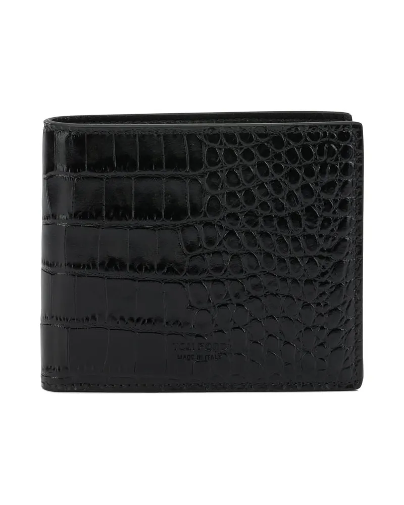 Tom Ford Lederbrieftasche mit Krokodildruck Black