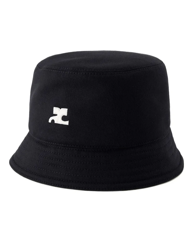 Courrèges Signature Eimer Hut Courreves Baumwollschwarz Black