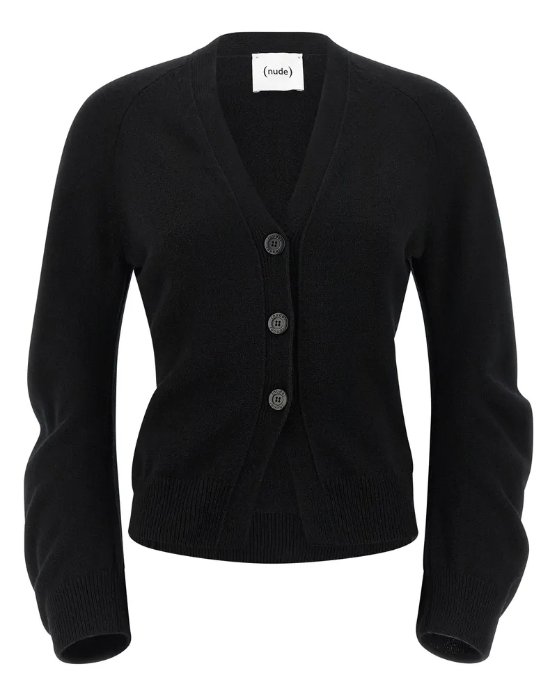 NUDE Nackte gekrümmte Ärmeln Strickjacke Black