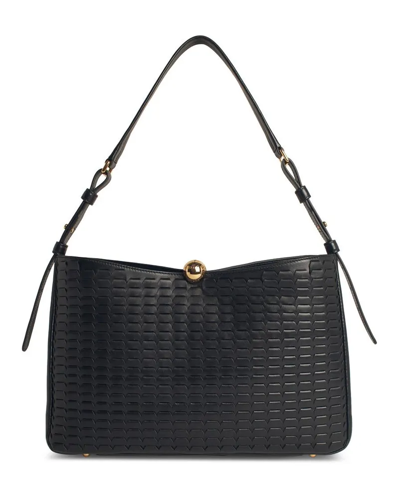 Furla Large 'sfera weicher' schwarzer Lear -Tasche Black