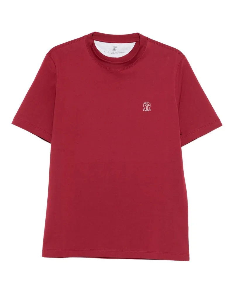 Brunello Cucinelli T-Shirt aus Baumwolle mit Logo Red
