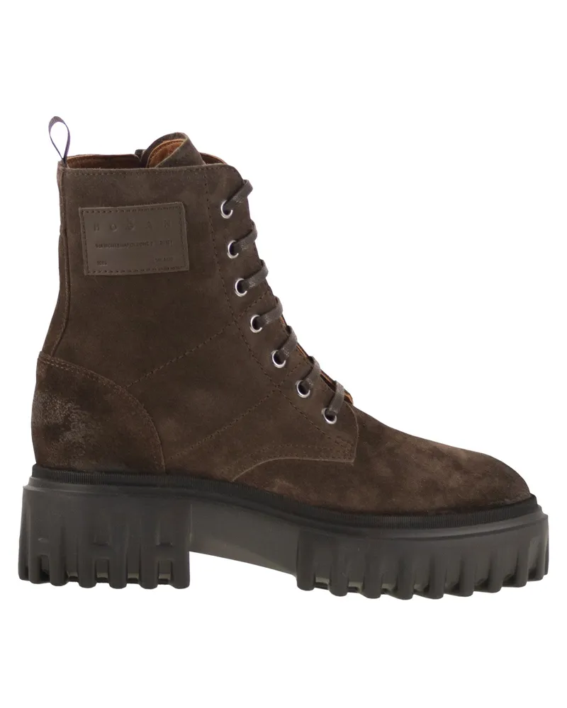 Hogan H700 Wildlederkampfstiefel Brown