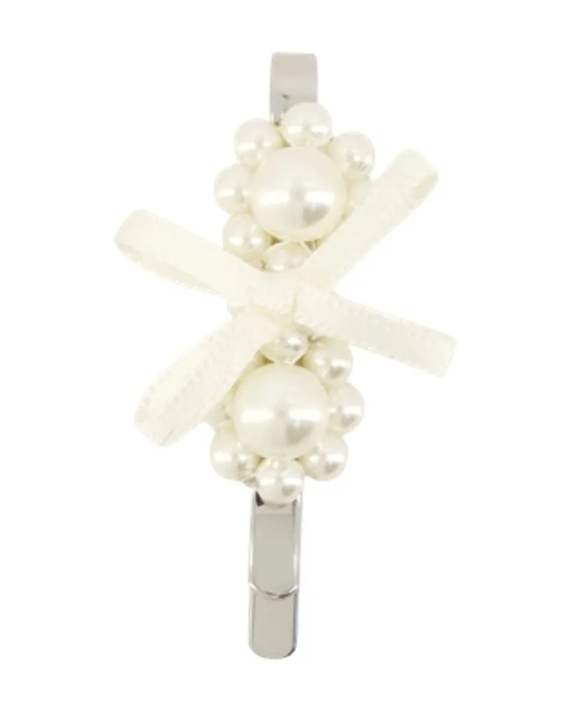Simone Rocha Mini Blumenhaarclip  Pearl Weiß Weiß