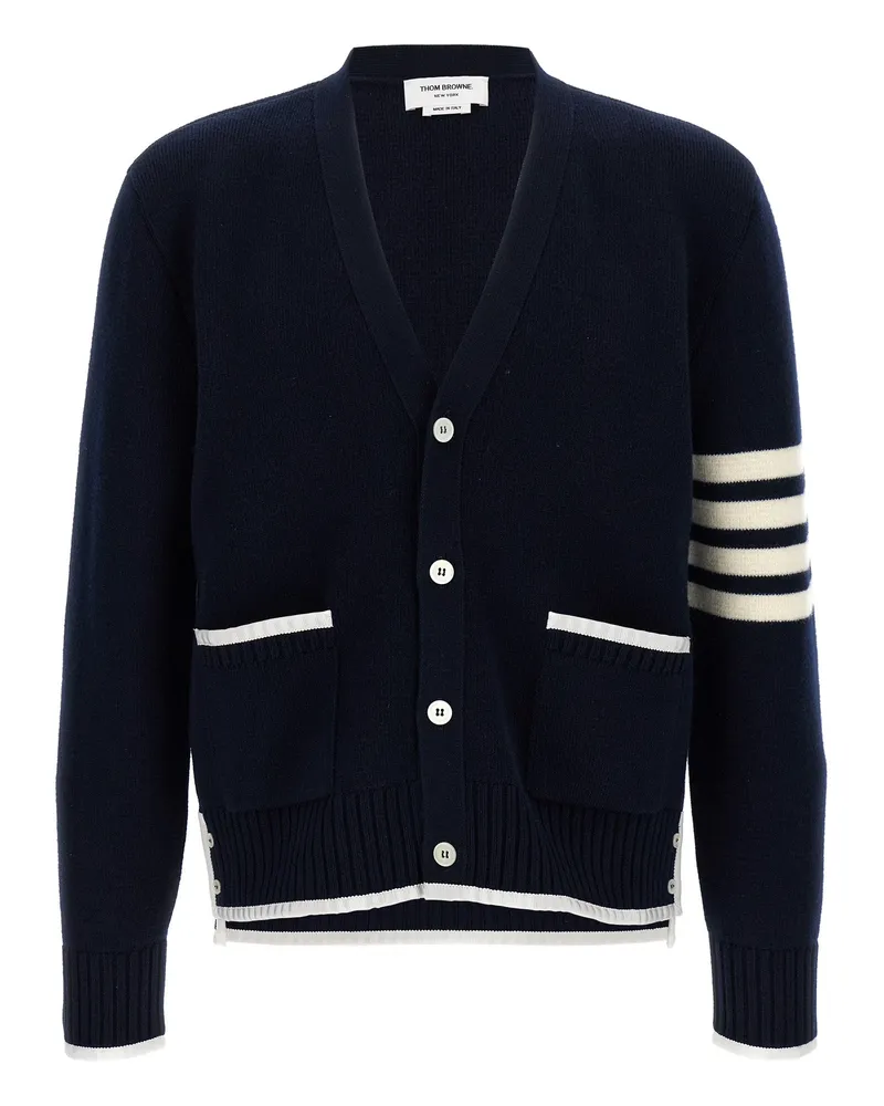 Thom Browne 4 Bar' Woll -Strickjacke Blue