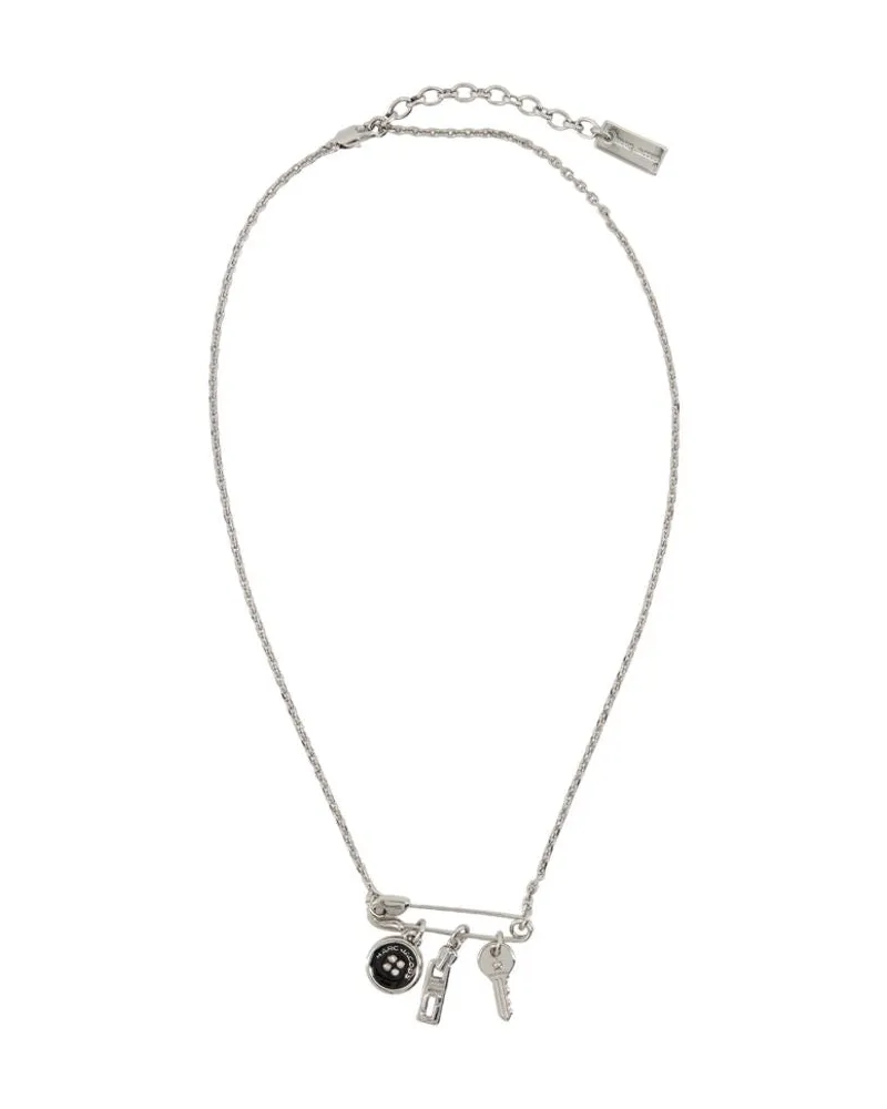 Marc Jacobs Knopf Charme Halskette  Metall Silber Silber