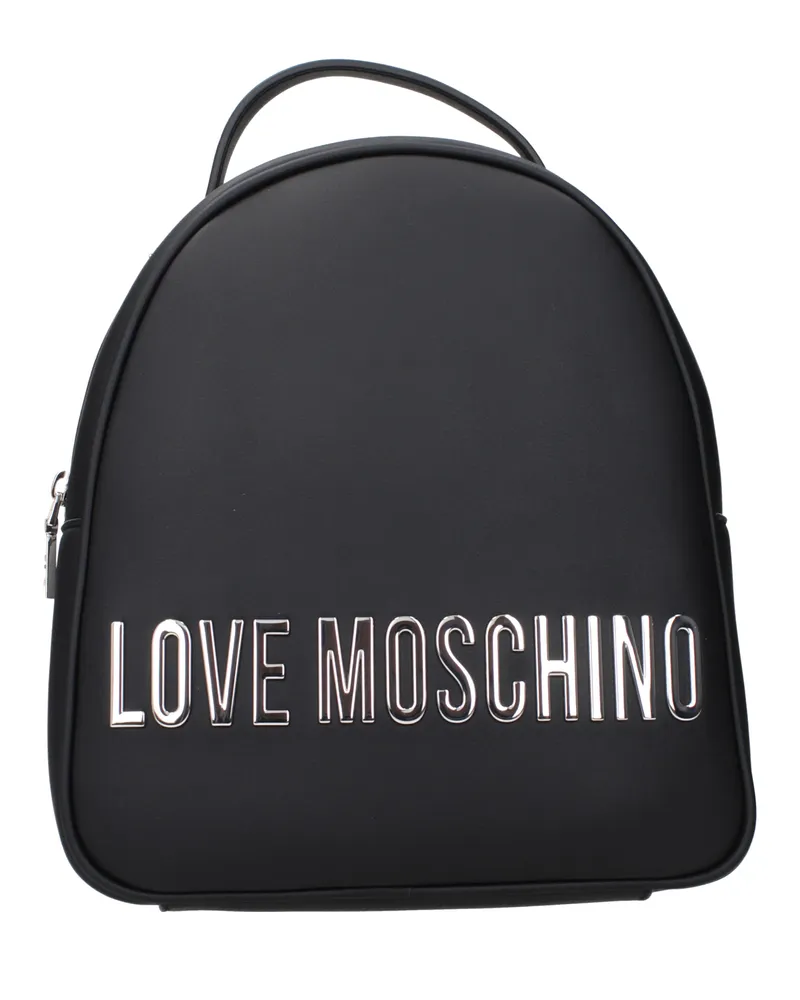 Moschino Rucksäcke und Beutel, umweltfreundlich, für Damen, Polyurethan, Schwarz/Silber -