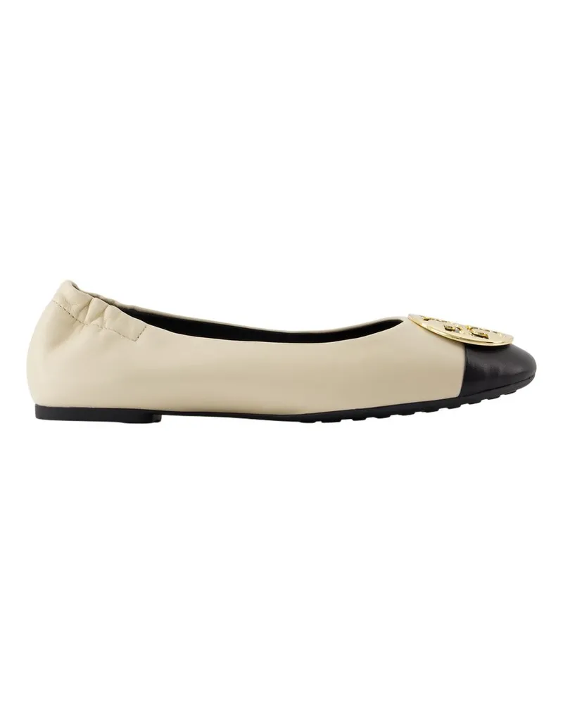 Tory Burch Claire Cap Toe Ballerinas  Ledercreme White