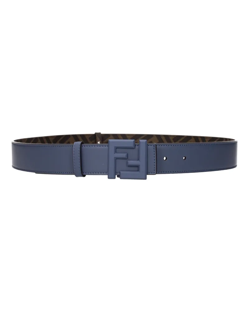 Fendi Herrens Gürtel Blau/Testa Di Moro Leder -