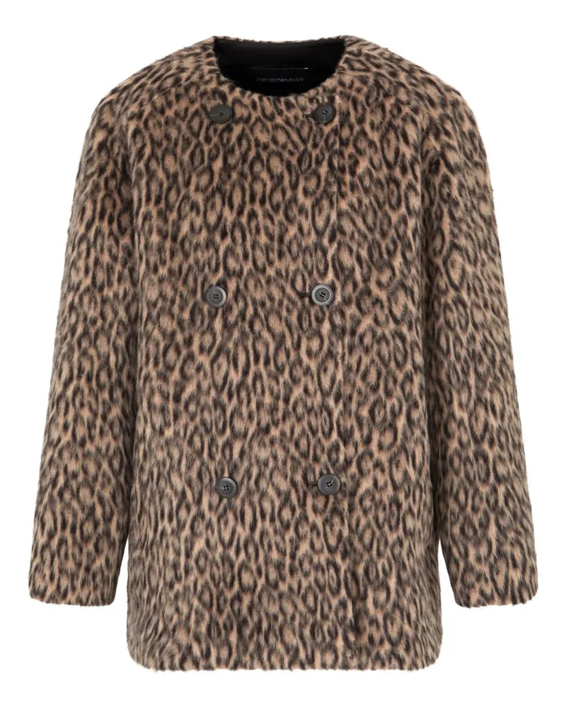 Emporio Armani Wool Doppelbrustmantel Multicolour