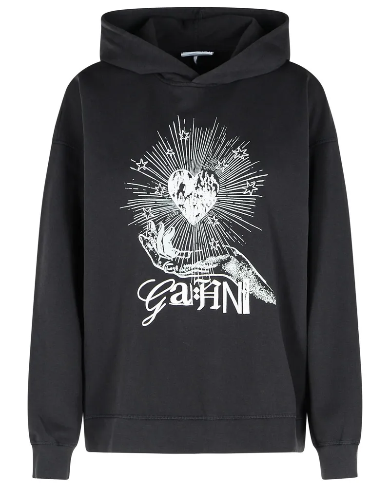 Ganni Black Cotton Sweatshirt Black