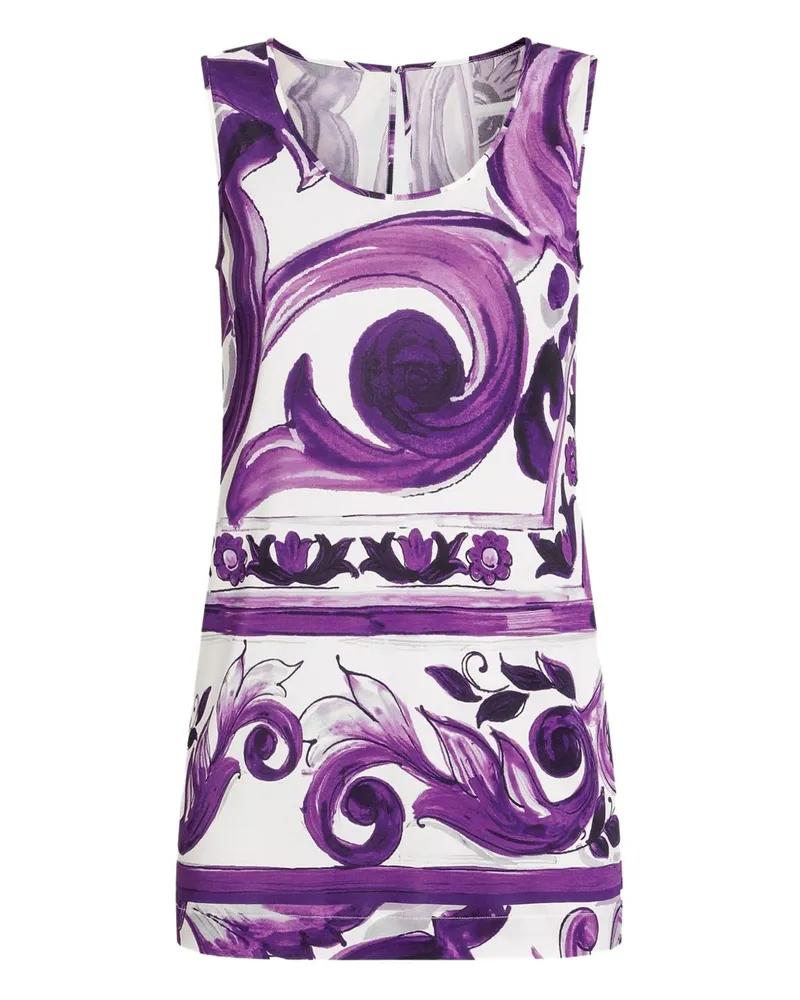 Dolce & Gabbana Maiolica Print Tanktop Top Purple