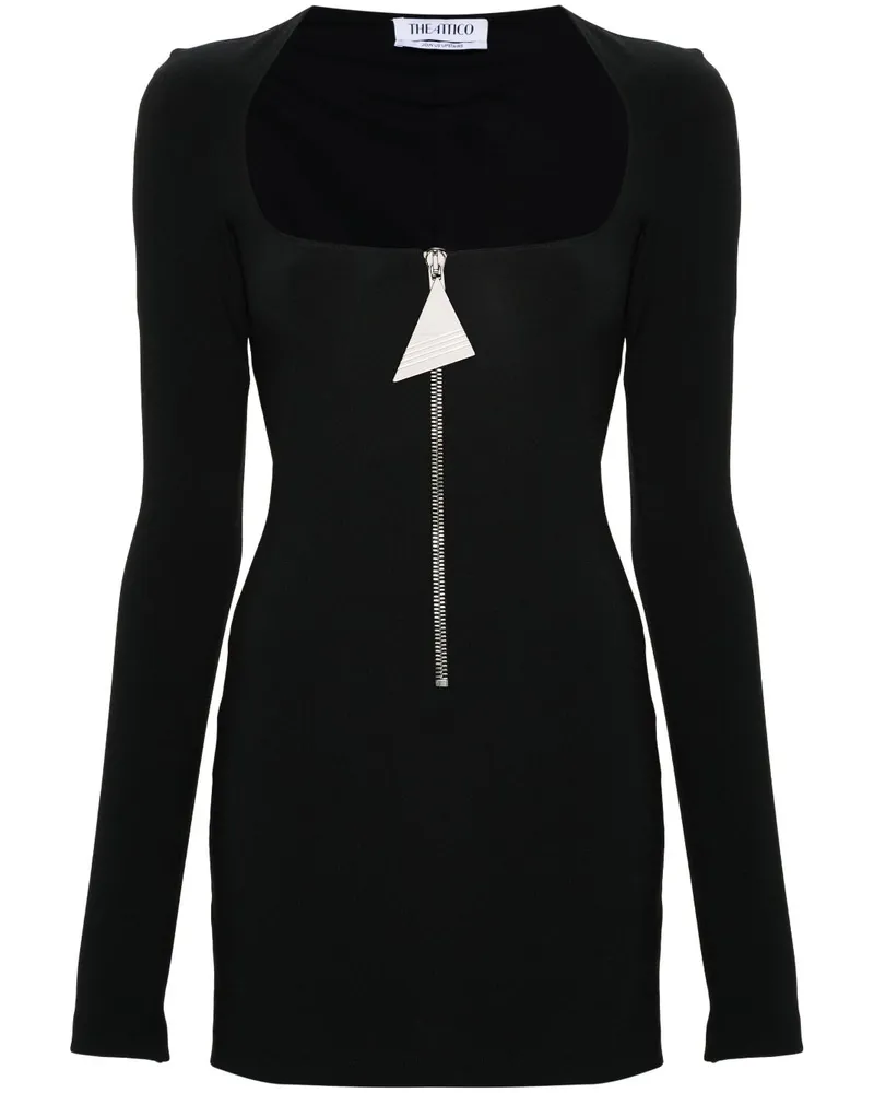 ATTICO Das Attico Half Zip Mini -Kleid Black