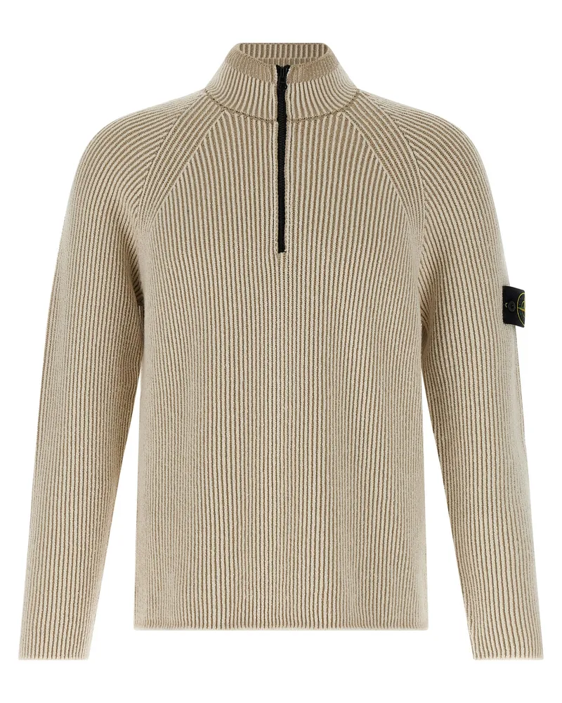 Stone Island Ripped Strickjacke Beige