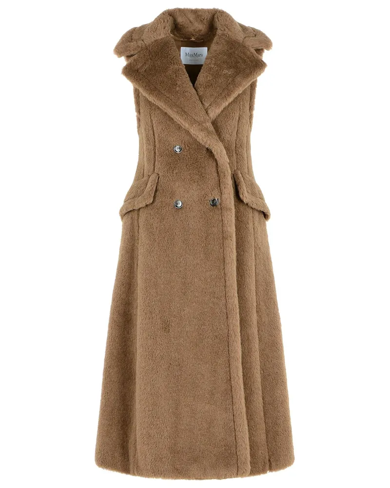 Max Mara Boario 1234' ärmelloser Mantel in Alpaka und brauner Wolle 'Teddy Brown