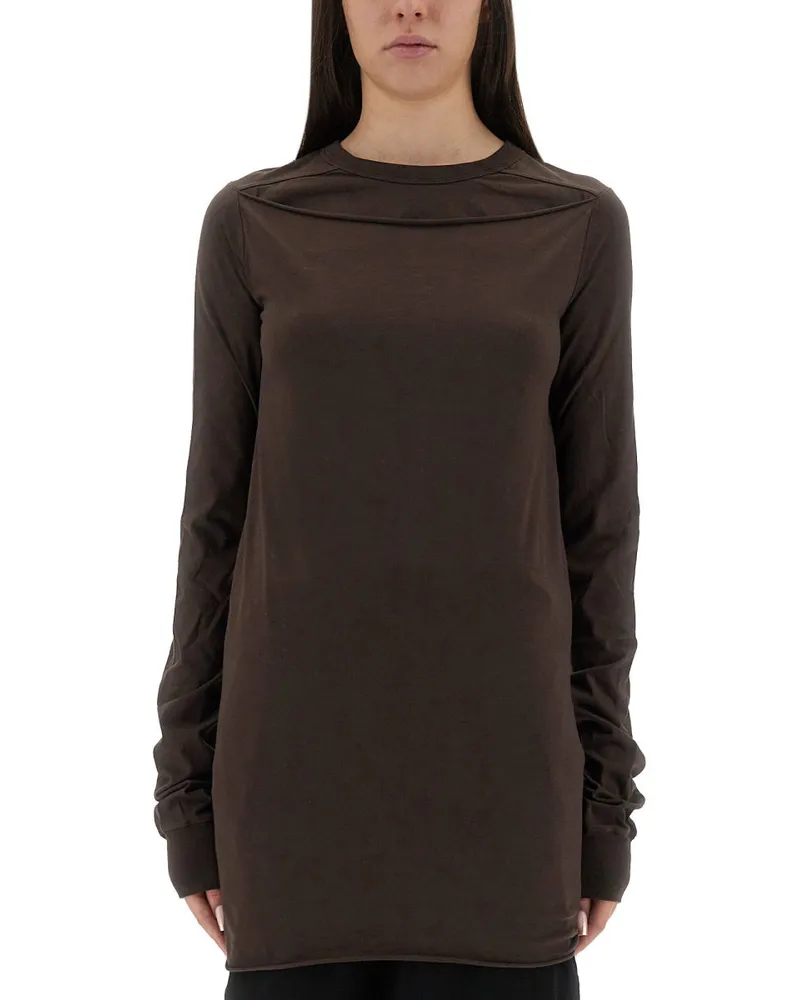 Rick Owens Hemd "Concordianer hat Level LS T aufgeschlitzt Brown