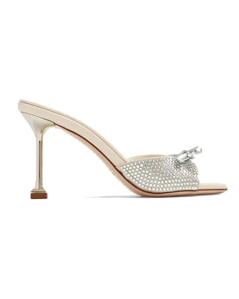 Miu Miu Lederkristalle Maultiere Silver