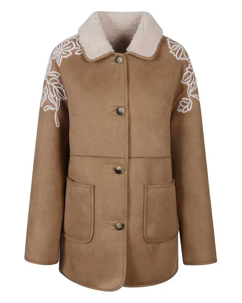 Ermanno Scervino Wildleder Leder kurzer Mantel Camel