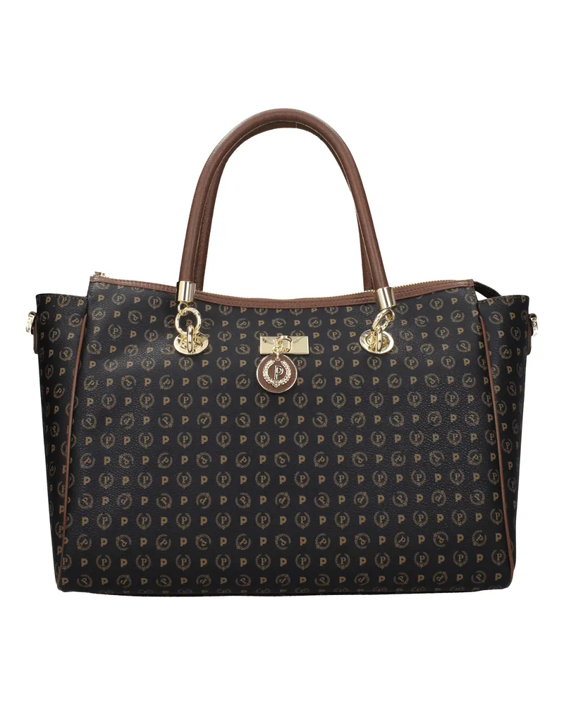 Pollini Damens Umhängetaschen PVC Schwarz/Braun -