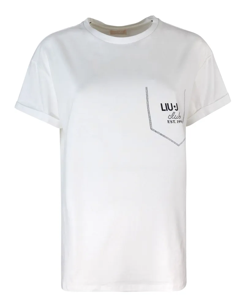 Liu Jo T Shirt Con Strass Bianca White