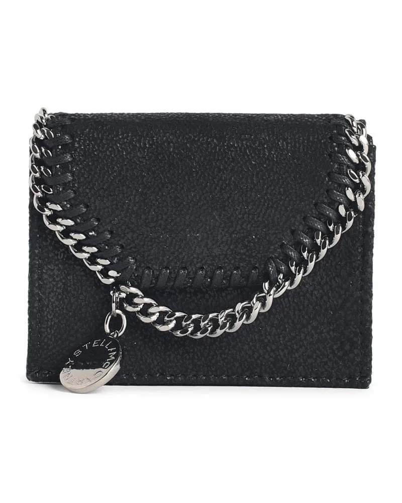 Stella McCartney Stella Mc Cartney – Schwarze „Falabella Tri Fold“-Geldbörse in „Shaggy Deer Black