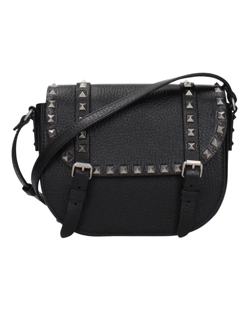 Valentino Garavani Rockstud Damens Umhängetasche aus schwarzem Leder -