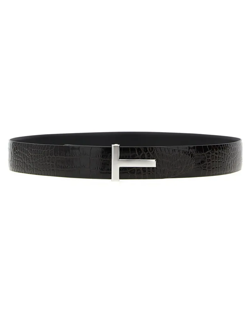 Tom Ford Reversible Crocodile Ledergürtel Brown