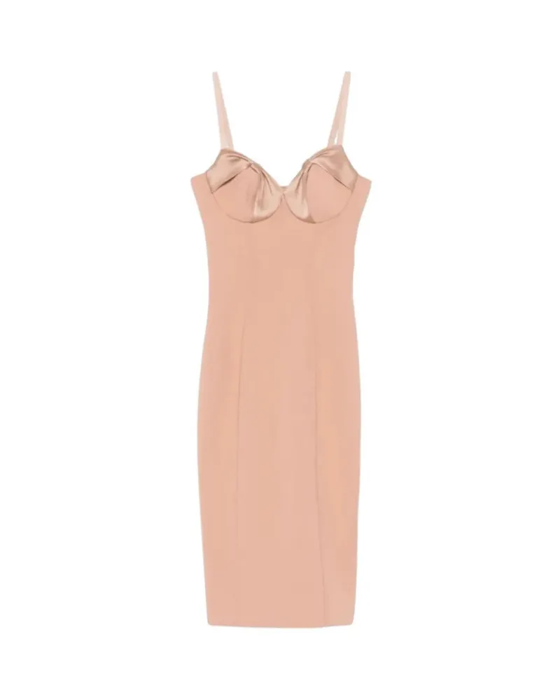 Elisabetta Franchi Kleid mit Satinbögen Natural