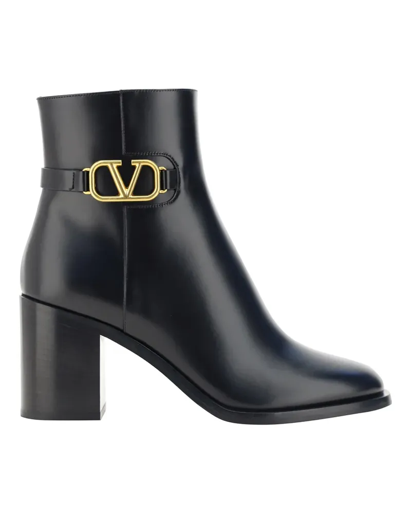 Valentino Garavani Valentino Garavani V Logo Leder -Knöchelstiefel Schwarz