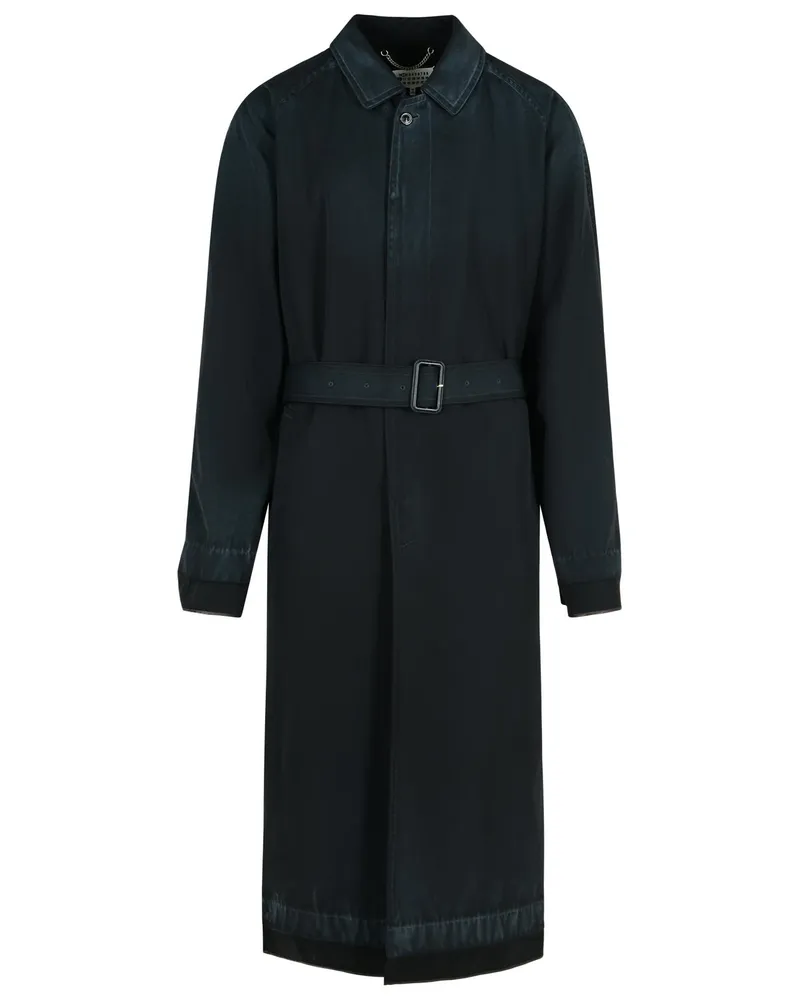 Maison Margiela Black Virgin Woll Trench Coat Black
